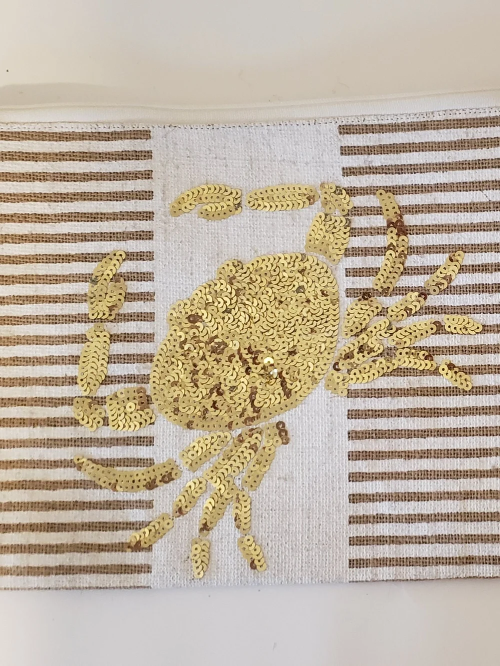 Gold Sequin Crab Stripe Clutch